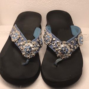 Blue platform sandals